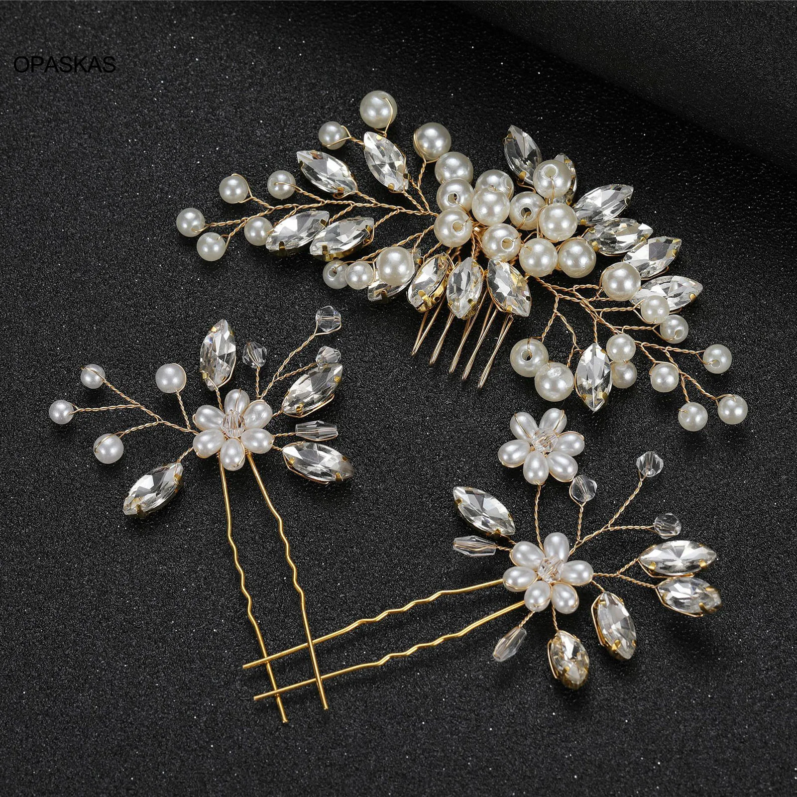 Freshwater Pearls Hair Comb Crystal Wedding Hair Clips Hair Sticks Set Barrettes Hairpins Jewelry Headpiece Accessories Headwear