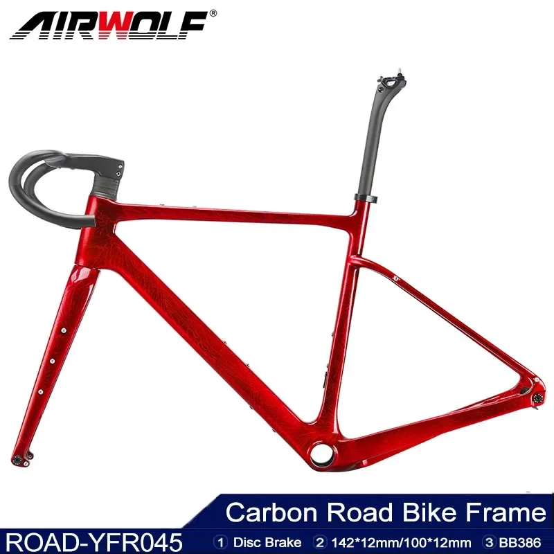 

2024 New Arrival 700*45C Full Carbon Bike Gravel Frame Carbon Bicycle Cyclocross Frame Road Bike Gravel Frame Handlebar Stem