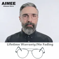 German Brand No Screw Ultralight Men Pilot Round Glasses Frame Lifetime Warranty No Fading Women Fashion Design Handmade Eyewear