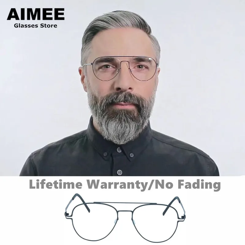 Niemiecka marka bez śruby Ultralekkie męskie okrągłe okulary pilotki Rama dożywotnia gwarancja Brak blaknięcia Moda damska Design Ręcznie robione okulary