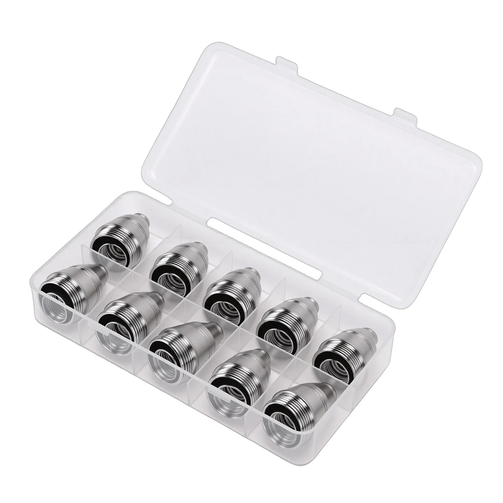 

10 Sets Electrode Nozzles Fit for P80 Plasma Cutting Torch Double Layer Thickened Contact Tips 1.3mm Hole 4 Grooves