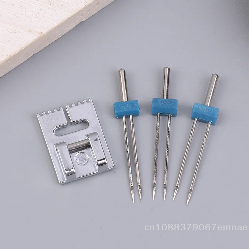 9 الأخدود Pintuck قطعة قدم الضغط في ماكينة الخياطة + 3 قطعة مزدوجة الرأس ماكينة خياطة الإبر 3 حجم 2/3/4 مللي متر لملحقات ماكينة الخياطة المنزلية #4