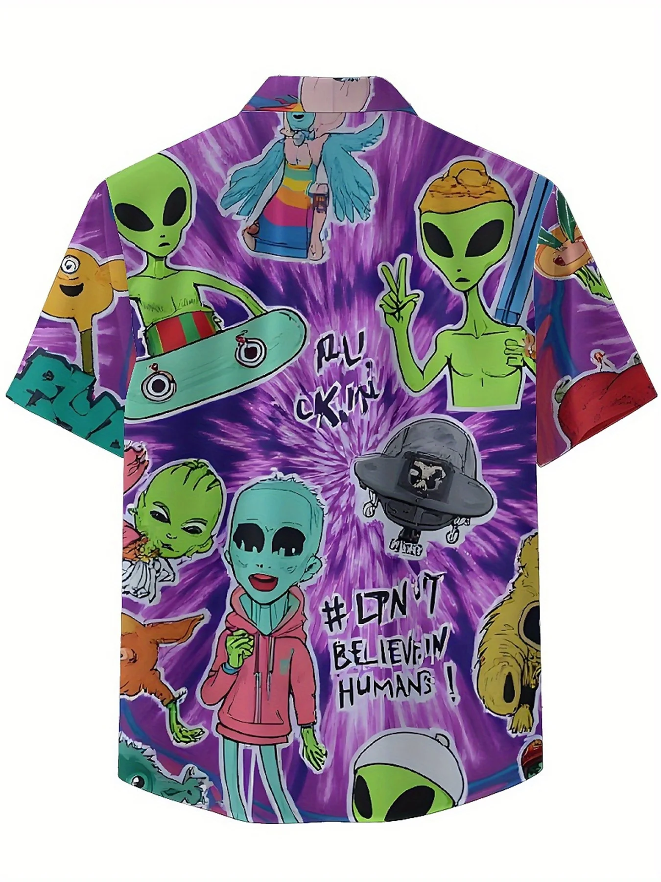 Męskie koszule hawajskie w dużych rozmiarach, wzór kamuflażu kosmitów, wygodne ubrania młodzieżowe premium, topy Y2K