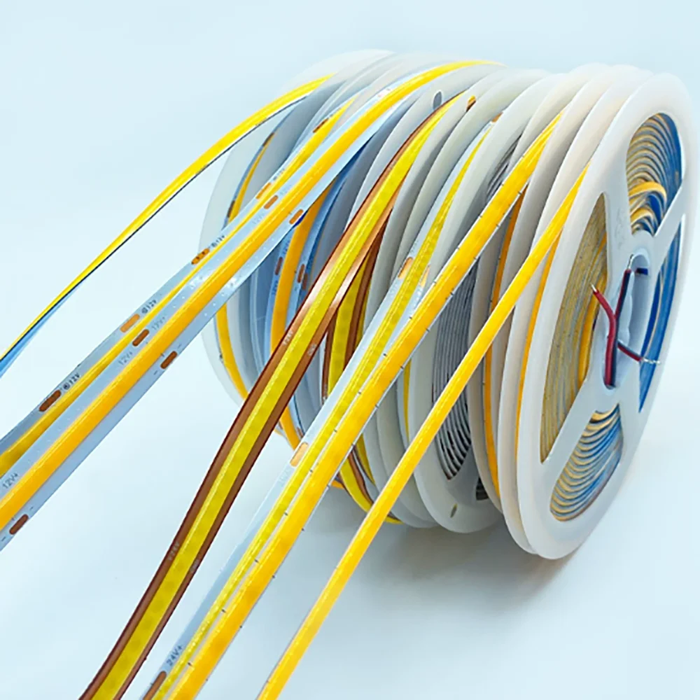 DC 5V 12V 24V COB LED Strip 320 384 480 528LEDs/m High Density Flexible COB LED Tape Light Bar 3MM 5MM 8MM PCB Linear Light