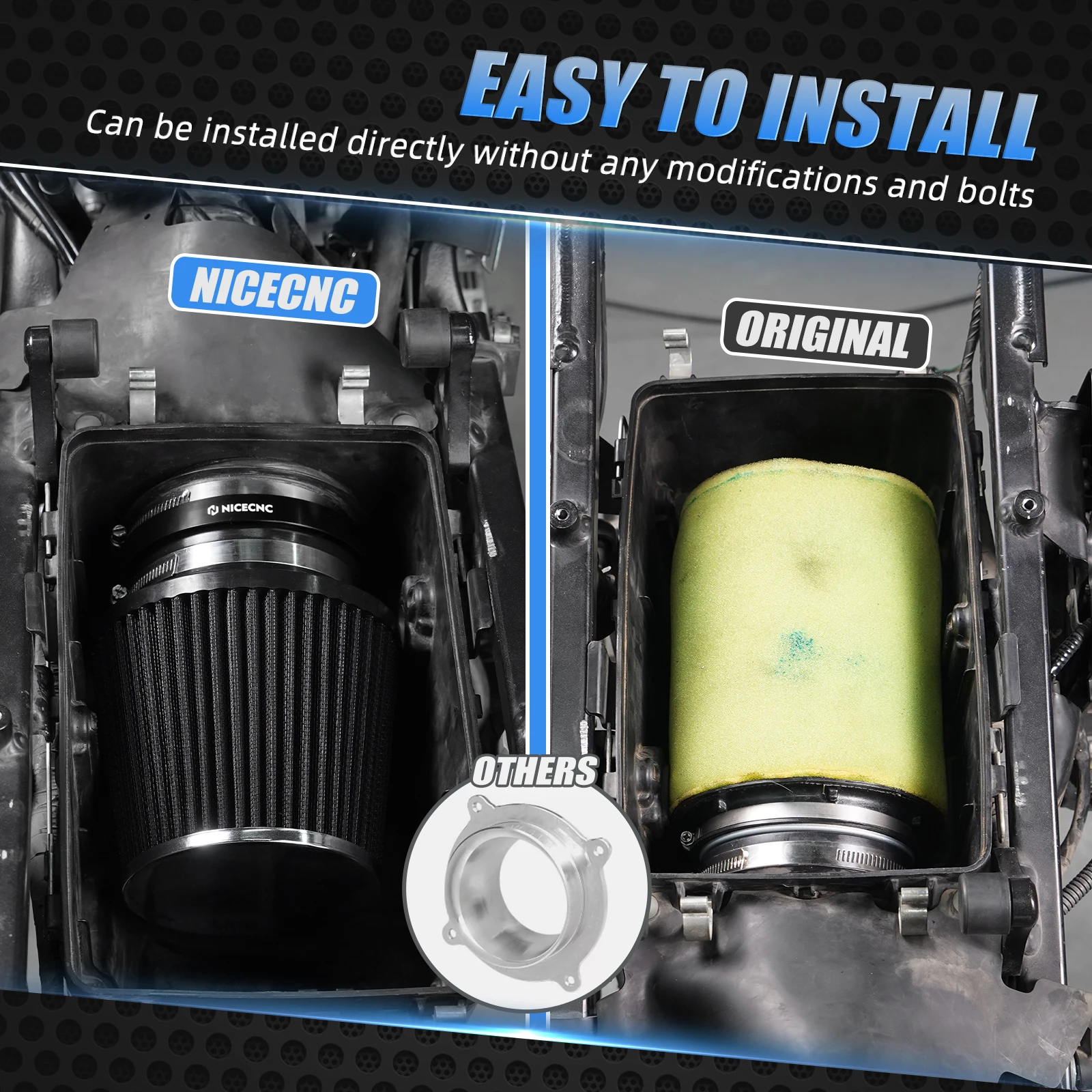 NICECNC Airbox Lid Cover and Filter Intake Kit For Honda TRX450R 2006-2009 TRX450ER 2006-2014 Replaces 17211-HP1-600 Aluminum view 5