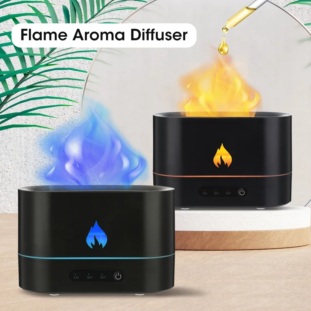 Humidificador de aire aromático de aceites esenciales con difusor de llama de doble color - Distribuidor casero