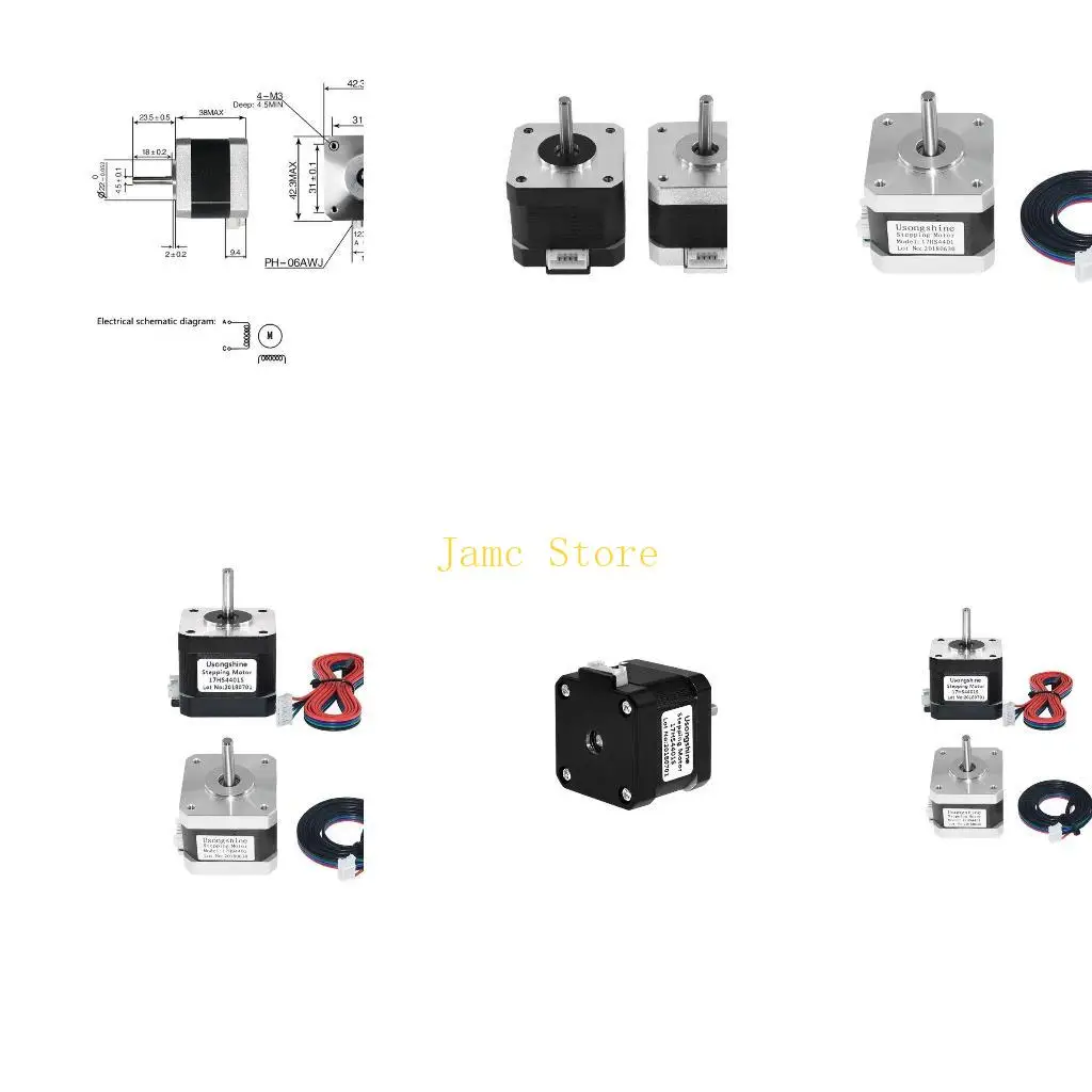 

LX0B, высота 40 мм, 4-выводной шаговый двигатель Nema17, без привязки, 42, двигатель Nema 17, 40n.cm, 17hs4401 для двигателя с
