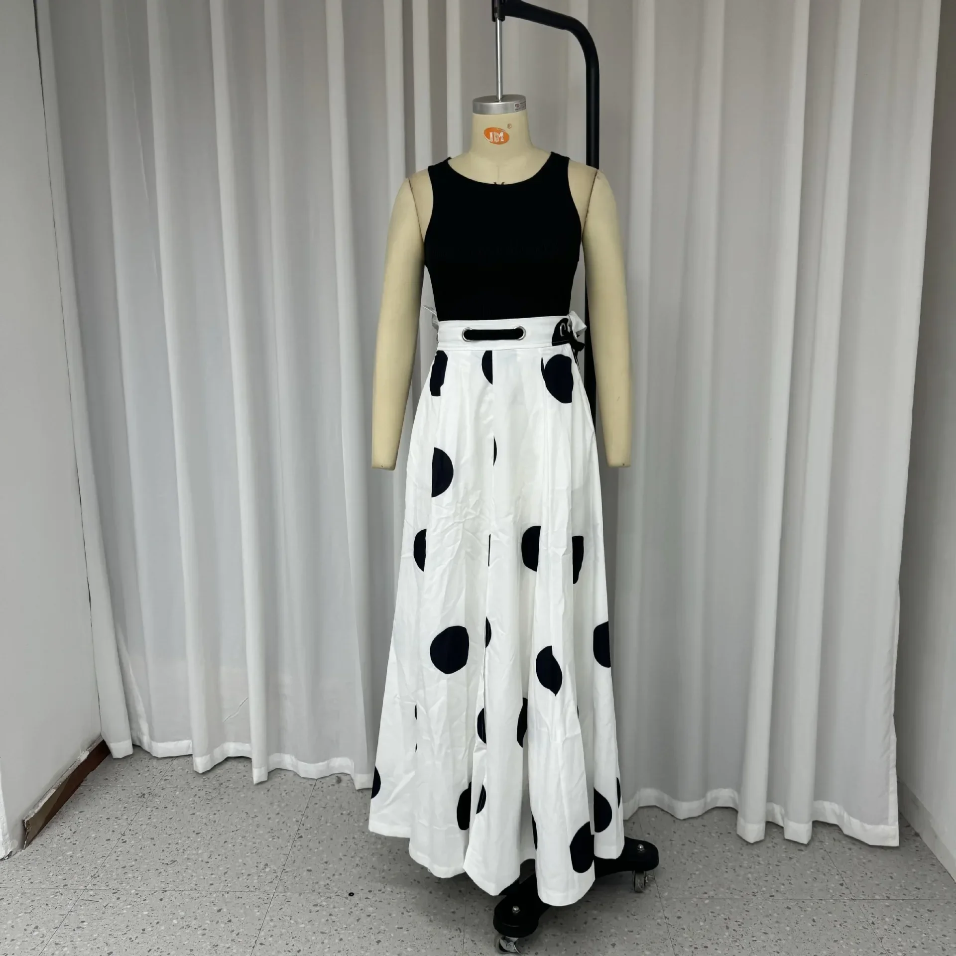 Two-piece Suit Women\'s Sets New Casual Sleeveless Fresh and Sweet Polka Dot Print Top and Long Skirt Streetwear Summer 2024