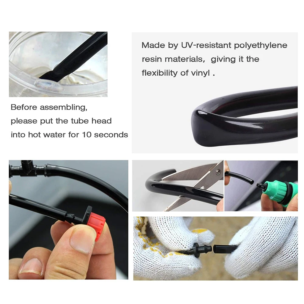 خرطوم الري بالتنقيط الأسود بطول 5 أمتار مثالي لنظام ري الحديقة بنفسك أو أنابيب توزيع فارغة لأي حديقة #3