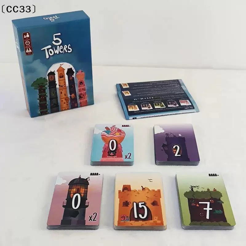 1 Set Funny Strategy Party Casual Puzzle Game 5 Towers Board Games For 2-6 Players Fast Paced Card Game〔CC33〕