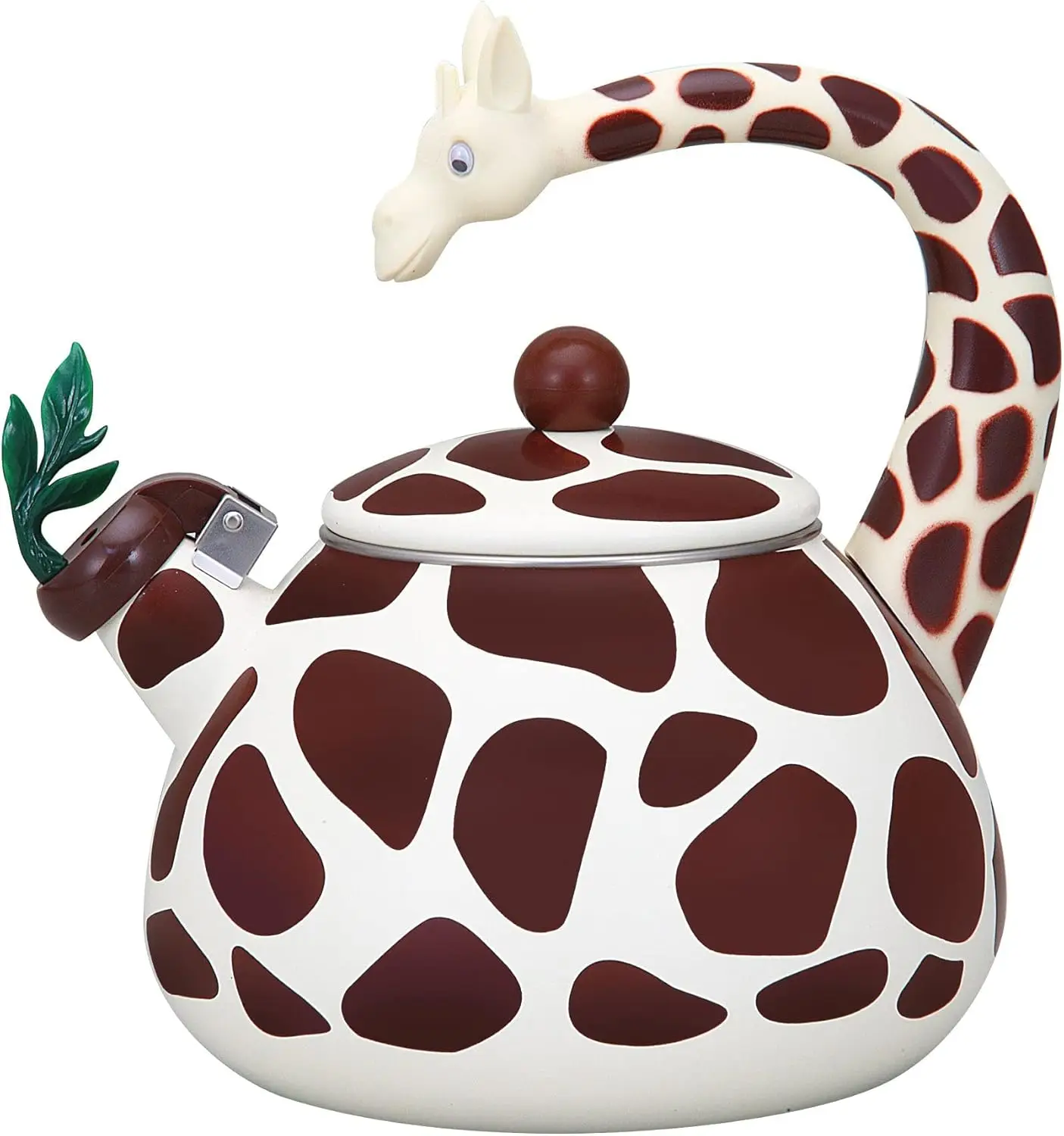 

Giraffe Whistling Tea Kettle 2.1 Quart Enamel Steel Stovetop Cute Kitchen Accessory