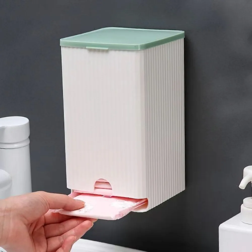 Wall Mounted Sanitary Pad Storage Box Toilet Organizer Dispenser Dust‑Proof Period Pad Holder for Bathroom Toilet Cabinet