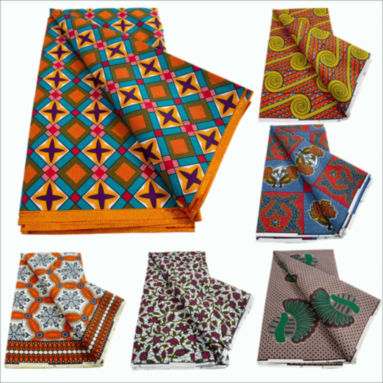 Luxurious High-Quality Premium African Wax Fabric - Exquisite Dutch Sewing Cloth for Crafting Stunning Attire with Elegant Block