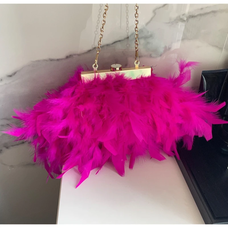 Women's Evening Bag Plush Clutch Purse Mini Crossbody Bag Evening Clutch E74B