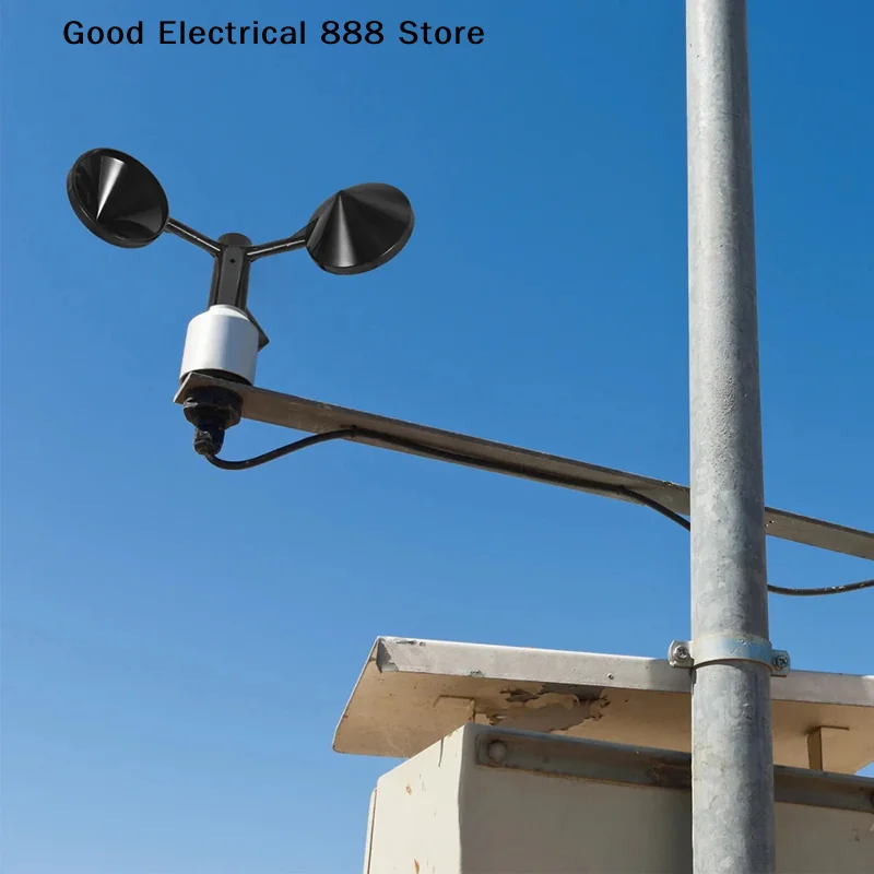 【G】1Pcs Black ABS 3-Cup Wind Sensor Wind Direction Sensor Anemometer Supply Anemometer Wind-Speed Monitoring Sensor Wind Speed