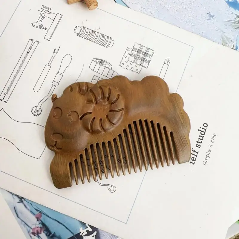 Sandalwood Baby Grooming Comb Mini Zodiac Hair Brush Soft Scalp Massager for Daily Infant Hair Care