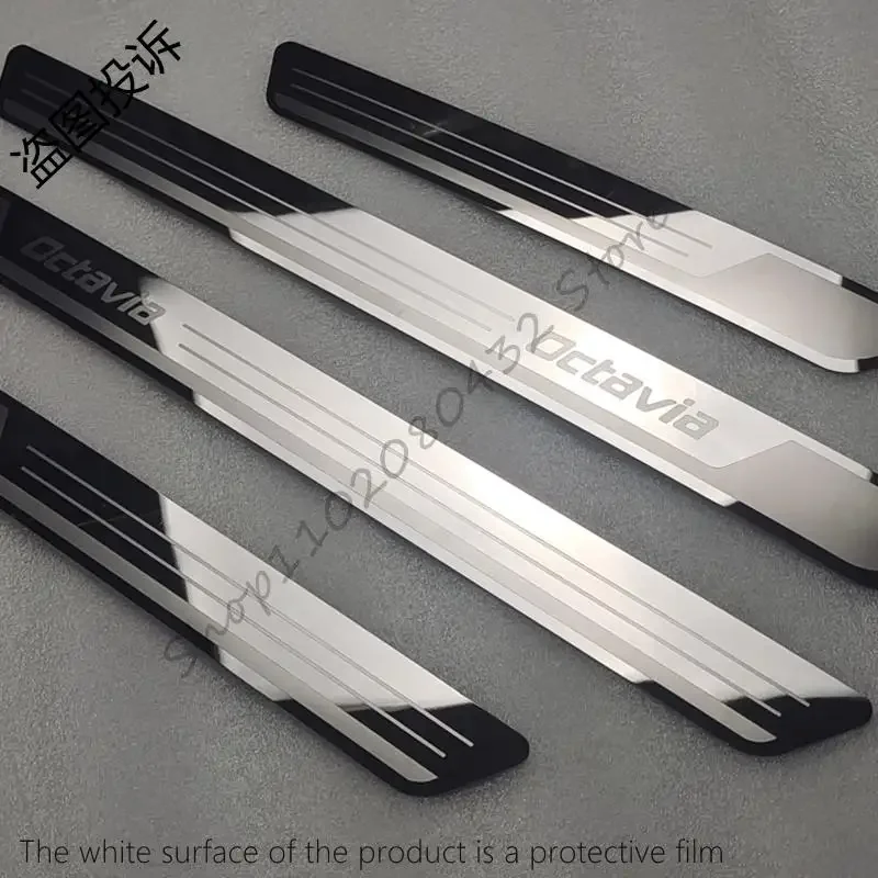 Für skoda octavia a7 8. 3-18 Türschweller Scuff Plate Trim Aufkleber Edelstahl Einstiegs schutz Kick Pedal Protektoren Autozubehör 4x – Detail 7