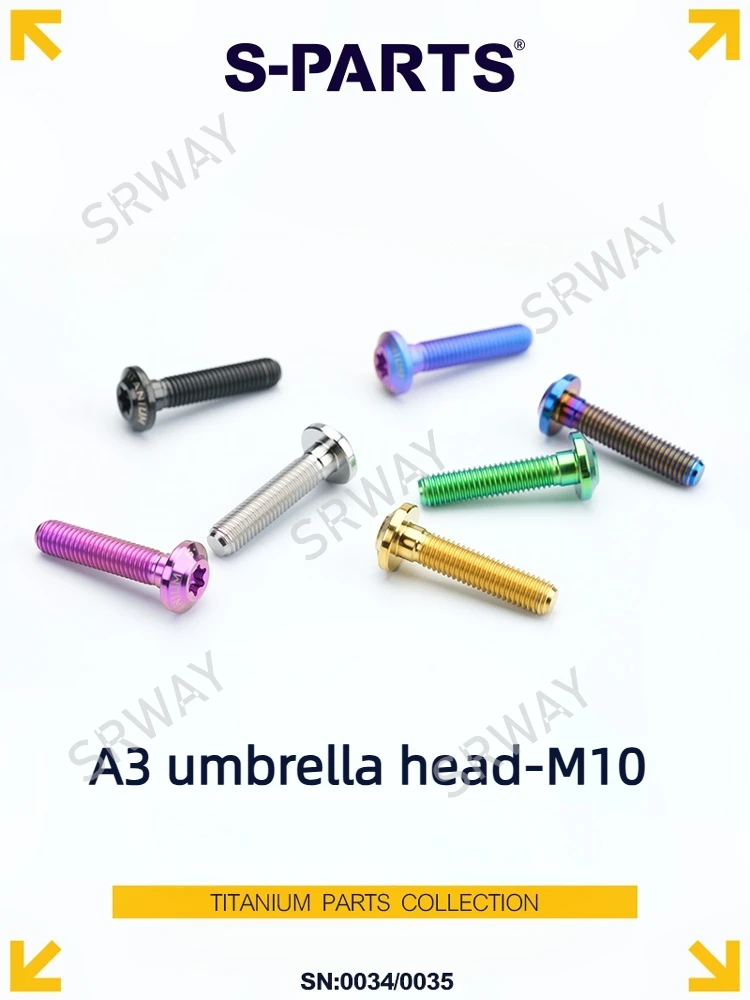 التيتانيوم مظلة رئيس M10 مسامير البراغي طول 20 25 30 35 40-65 مللي متر D20mm الملعب 1.5 مللي متر شفة البراغي مسامير ل الفرجار دراجة نارية
