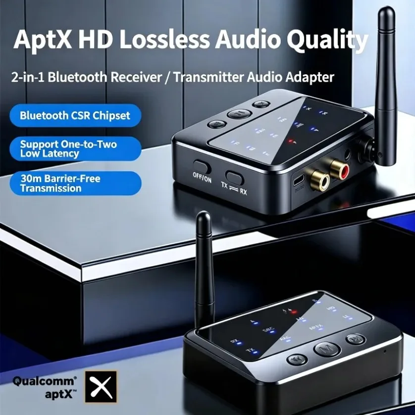 Mini Bluetooth Receiver Transmitter 2 In 1 APTX-LL Hi-Fi Audio Adapter AUX RCA Type-C For Old Speaker TV PC Gaming Home Travel