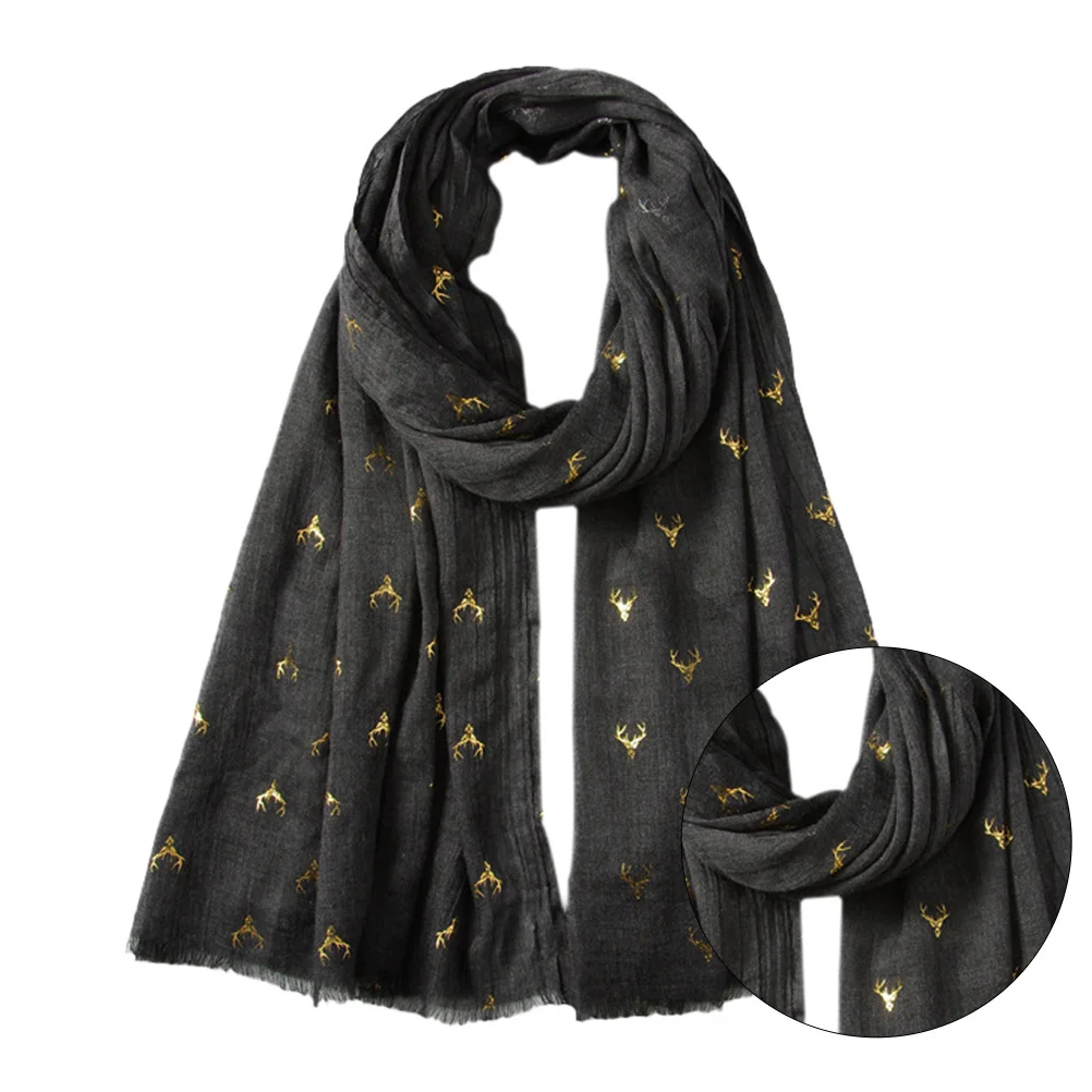

Christmas Deer Bronzing Scarf Soft Comfortable Winter Warmth Fashionable Colorful Design Casual Formal Wear Christmas Scarf