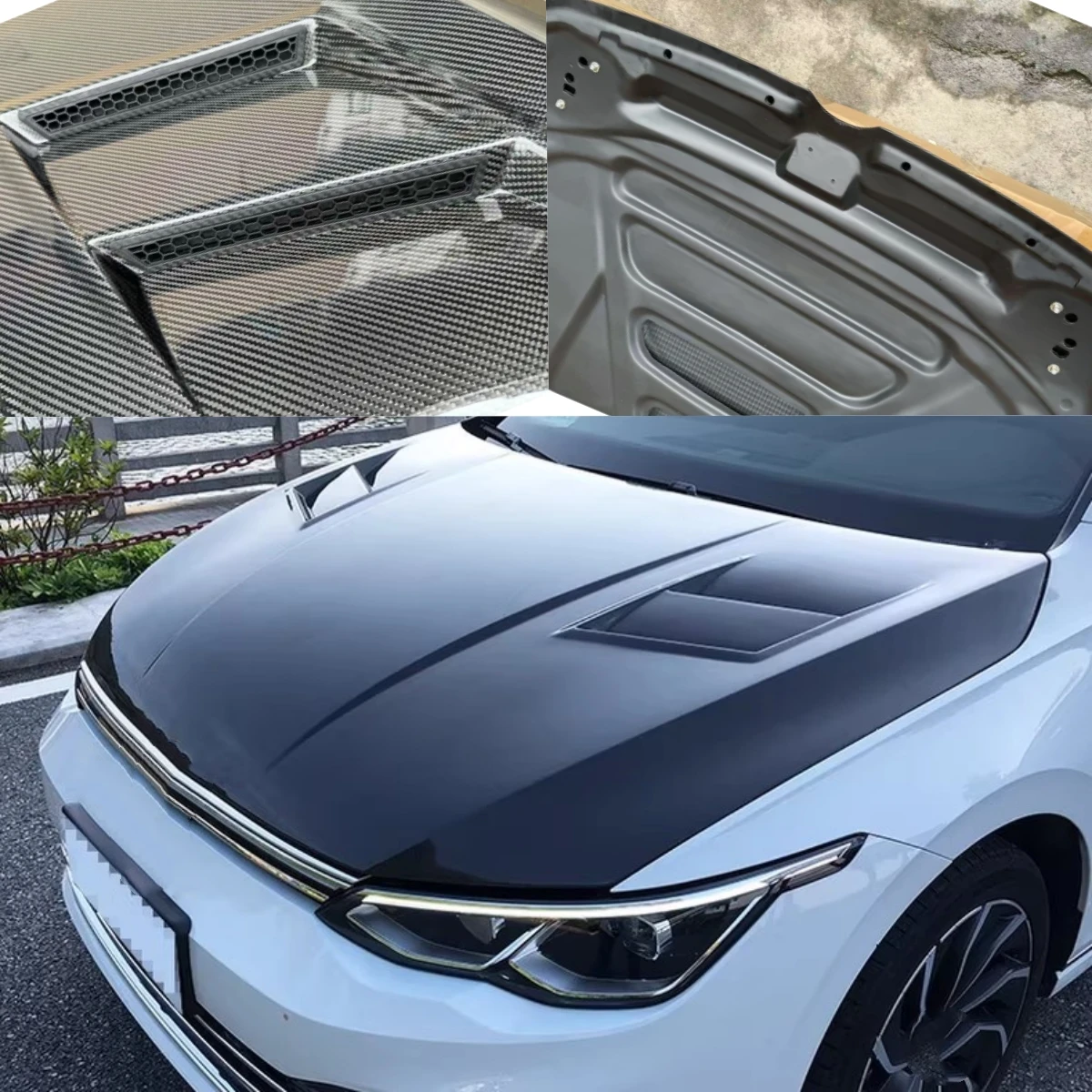 

Крышка двигателя автомобиля из углеродного волокна для Volkswagen vw Golf 8 MK8, совок капота с двойным замком, автоаксессуары