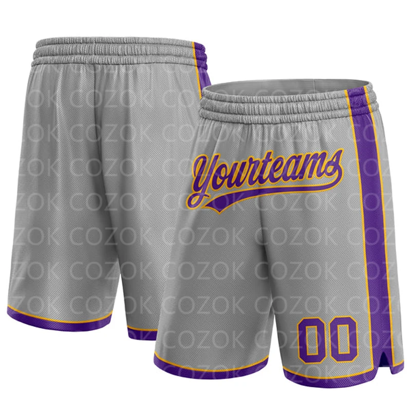 Aangepaste Grijze Zwarte Authentieke Basketbalshorts 3d Bedrukte Herenshort Uw Naam Mommer Sneldrogend Strandshort