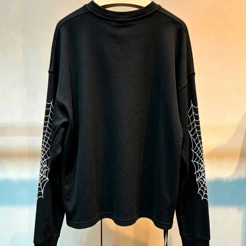 Oversize Black Cotton West Coast Choppers Sweatshirts Sanskrit Cross Spider Web Printed Long Sleeve Hiphop Street Men Women Tops