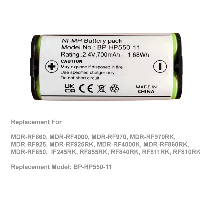 MDR-RF4000 MDR-RF4000K MDR-RF810 NI-MH 2.4V 교체