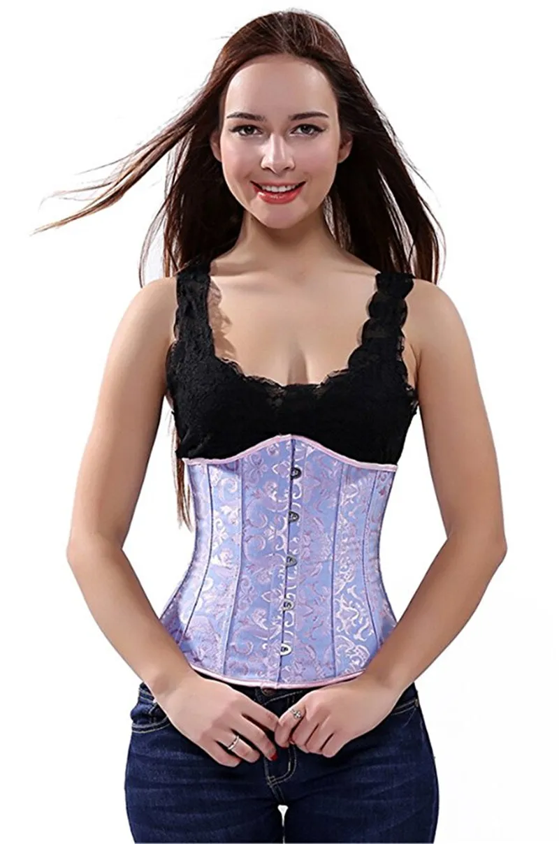 Sapubonva Corset Underbust Sexy Waist Cincher Vintage Corselet Top Gothic Plus Size Costume Black White Red Green Blue White