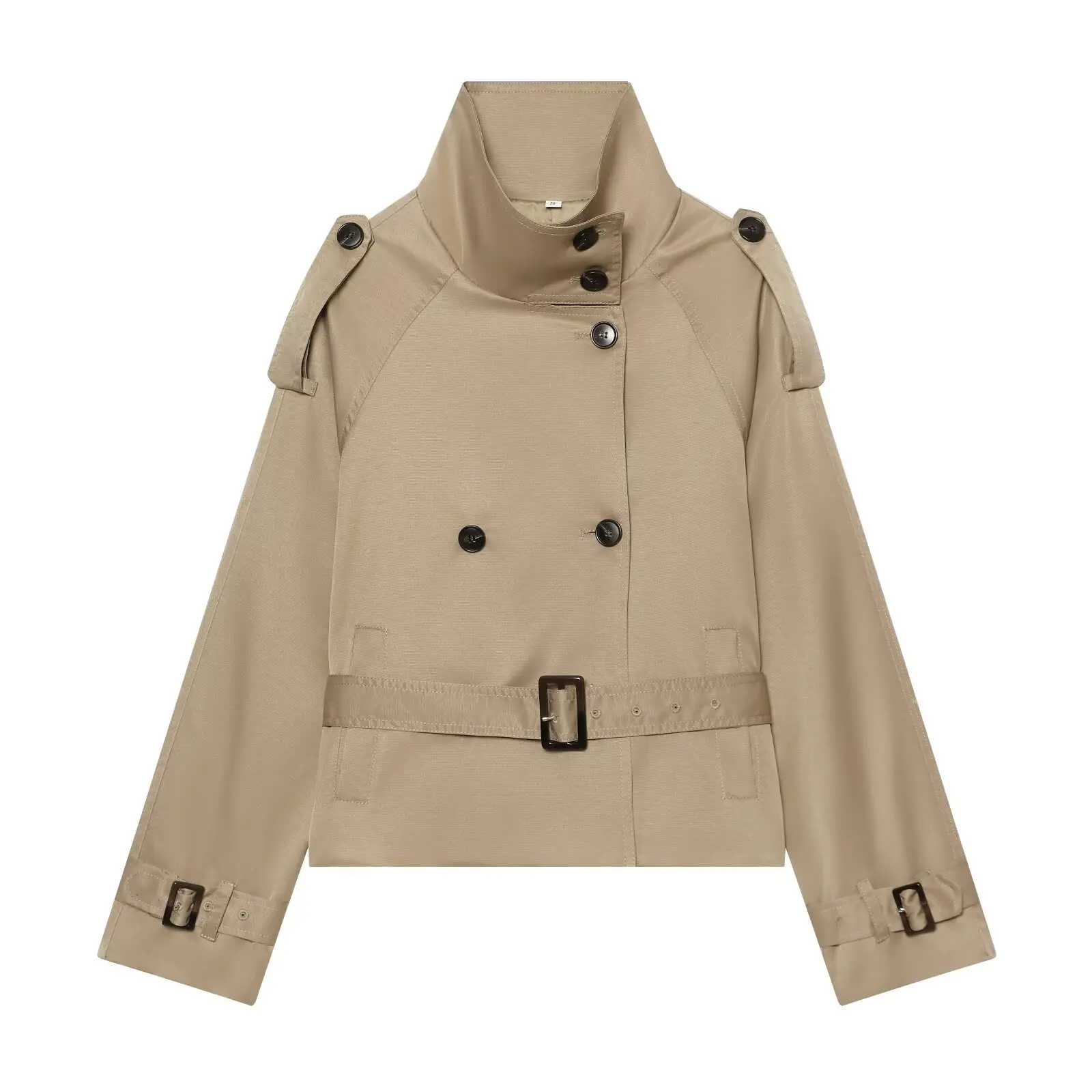 Women Short Double Breasted Belted Trench Coat 2026 Autumn Minimalist Warm Casual Outerwear Oversized Chic Coat New for Ladies