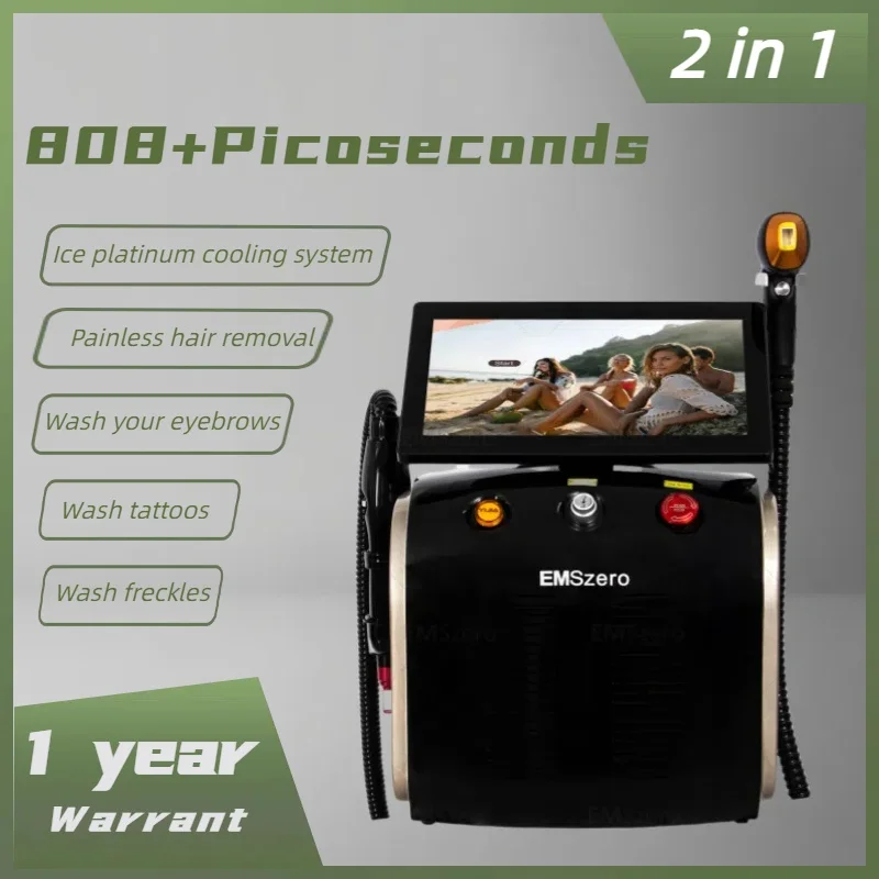 

2 in 1 High Power Diode Laser Hair Removal Machine 808nm 755nm ND YAG Laser Picosecond Alexandrite Device 3 Wavelengths IPL