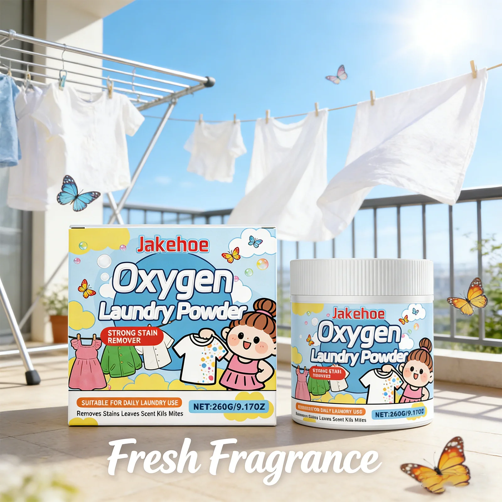 

Laundry Soaking Powder with Active Oxygen for Stain Removal Gentle Fabric Cleaner and Clothing Freshener 260g Home Use Versatile