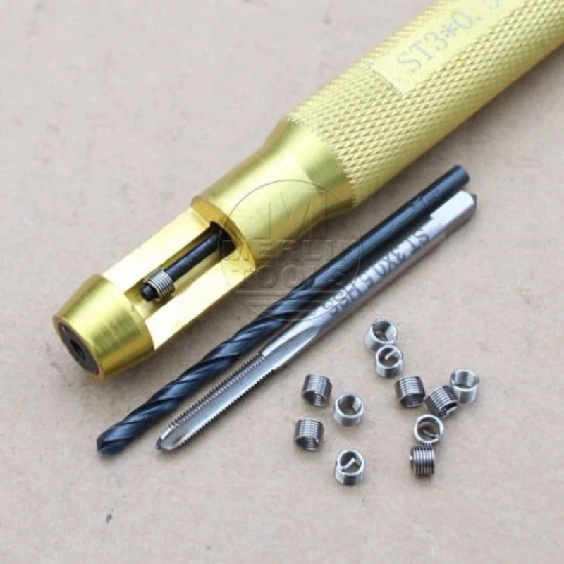 Thread Repair Kit M2 x 0.4 M2.5 x 0.4 5 M3 x 0.5 M4 x 0.7 M5 x 0.8 M6 x 1 Drill and Tap Insertion tool