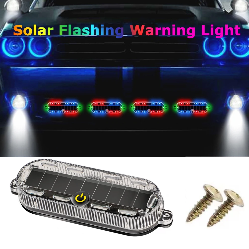 Solar Powered Warning Light Adhesive Automotive Warning Lights LED Flashing Light For Car Motorcycle Anti-Theft Night Lights