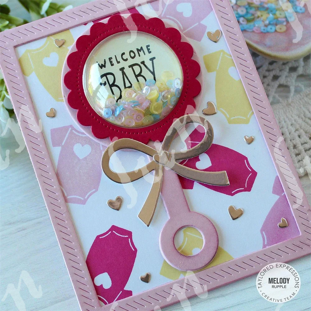 Rattle & Roll Die & Set Mata Dadu Pemotongan Logam Kombo Stempel Bening untuk Cetakan Dekorasi Buku Tempel Kartu Ucapan Pembuatan Kerajinan DIY