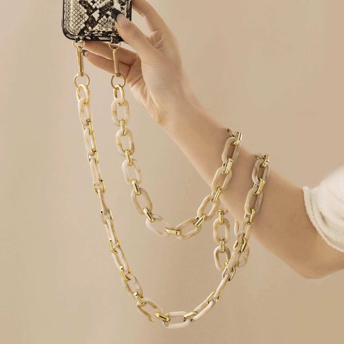 Fashion 120cm Telephone Strap Long Style Acrylic Slant Hanging Crossbody Phone Chain Women Anti-Loss Cellphone Jewelry Accessory