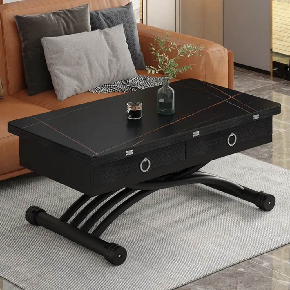 

Lifting coffee table, dining table, dual-purpose one, small apartment, square household, multi-functional folding rock slab, tel