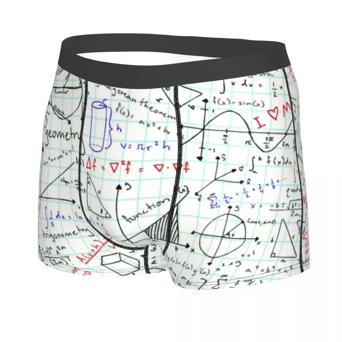 Sexy Male Cool Math Homework Underwear Mathematical Mathematics Teacher Boxer Briefs Men Stretch Shorts Panties Underpants