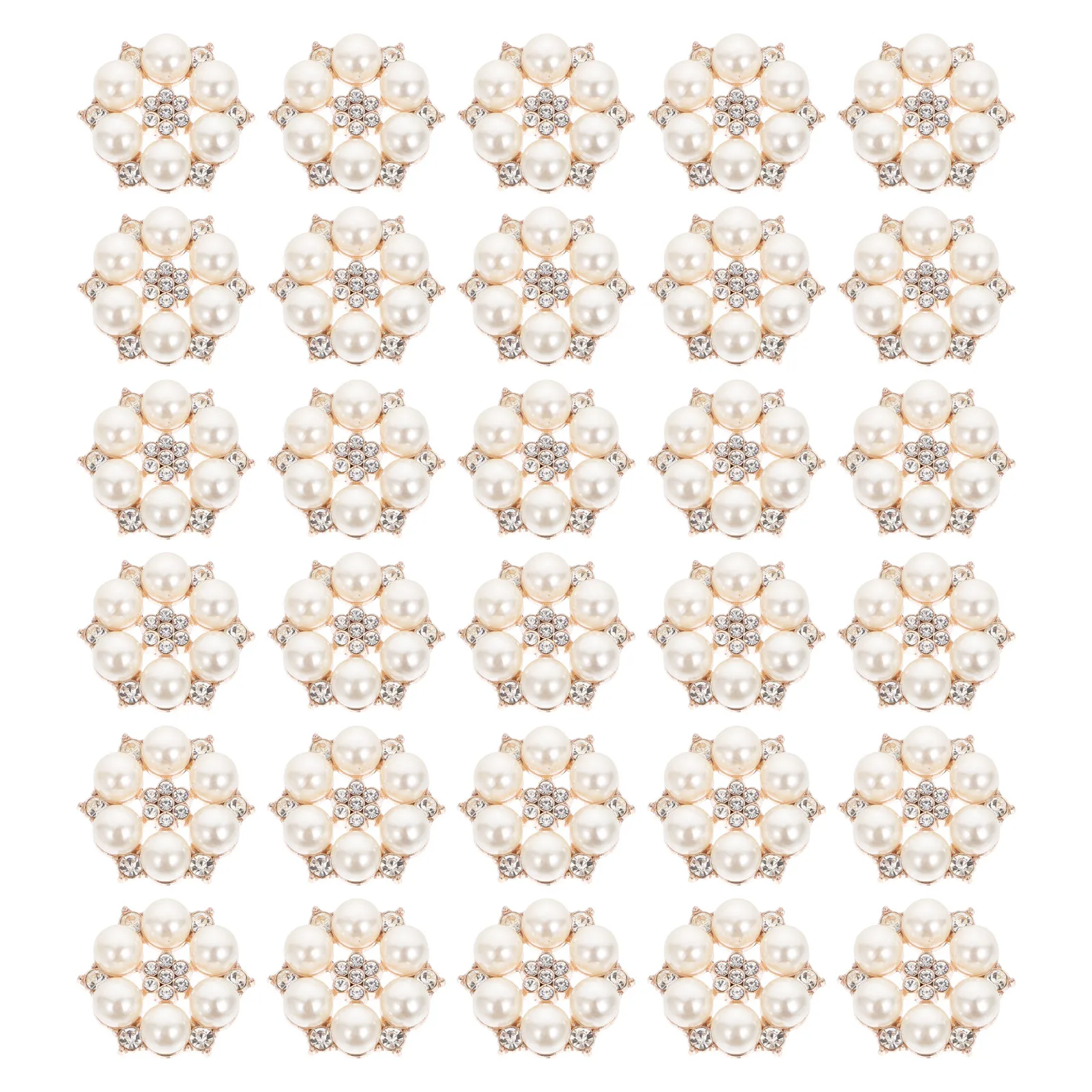 

30Pcs Delicate DIY Pearl Button Flower Embellishment for Suitcase Garment Accessory Rhinestone Decor Crafts Making Jewelry