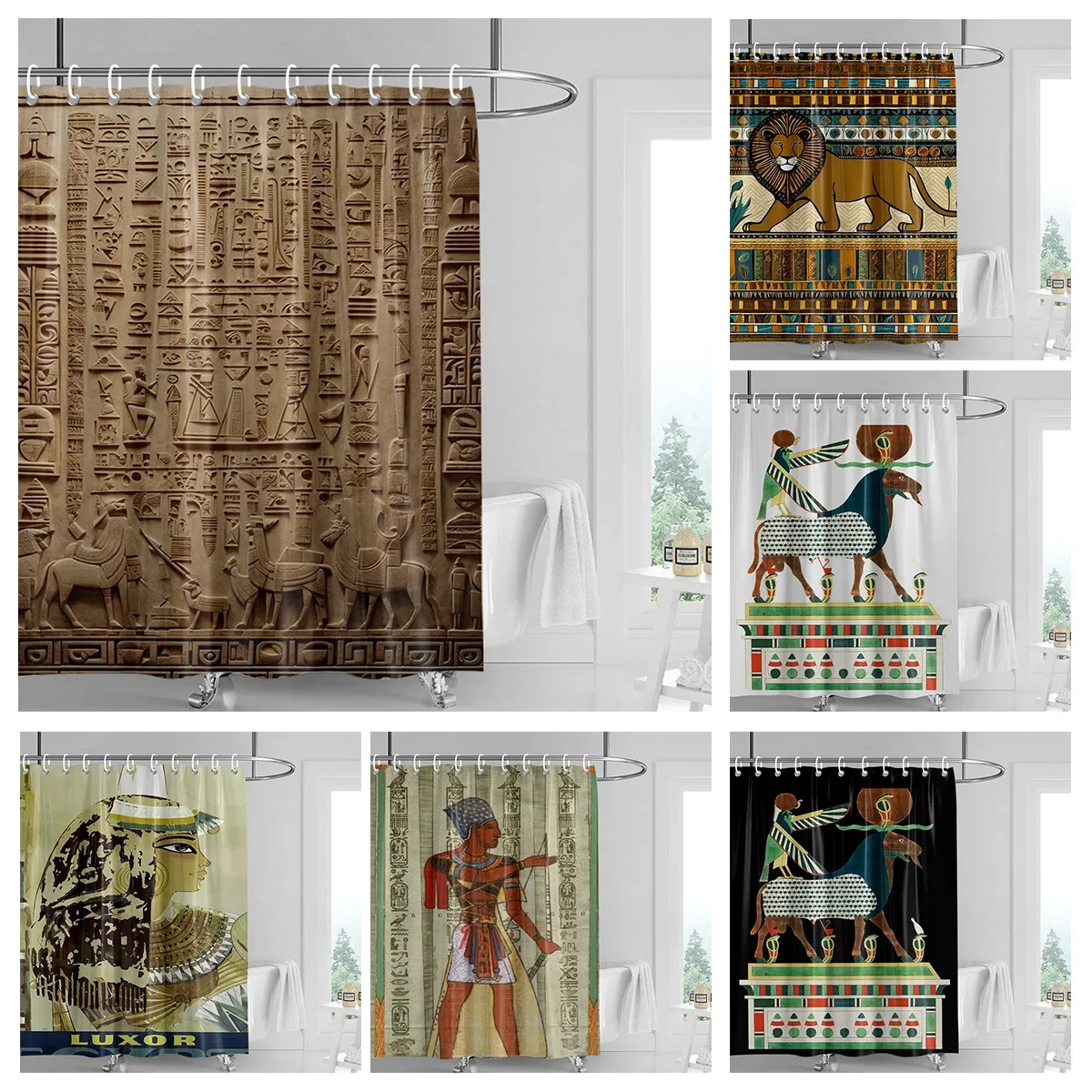 Home decoration shower curtains for bathroom waterproof curtain fabric Modern Nordic style Living Room Egypt pharaoh retro