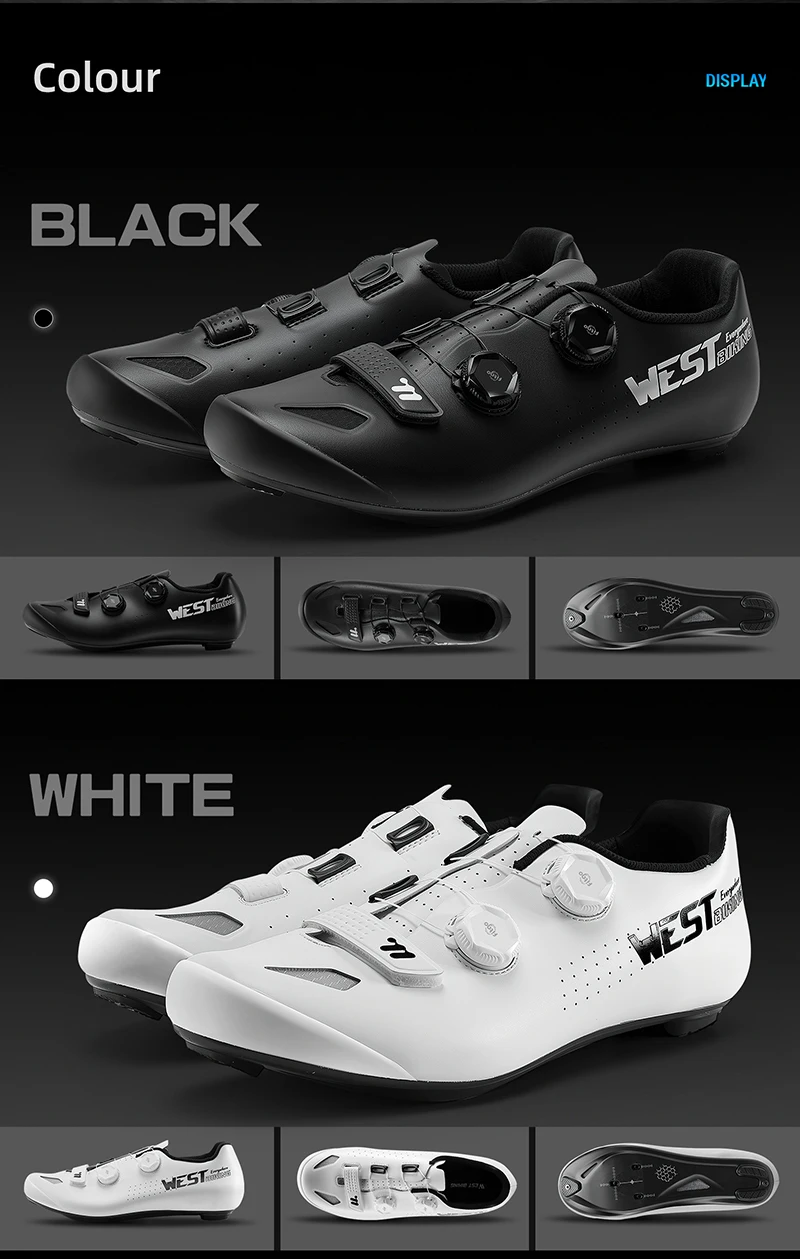 WEST BIKING Rennradschuhe für Herren, Carbonfaser-Sohle, selbstsichernde Fahrradschuhe, Dual-Drehknopf, atmungsaktive Rennsneaker, Fußbekleidung – Detail 16