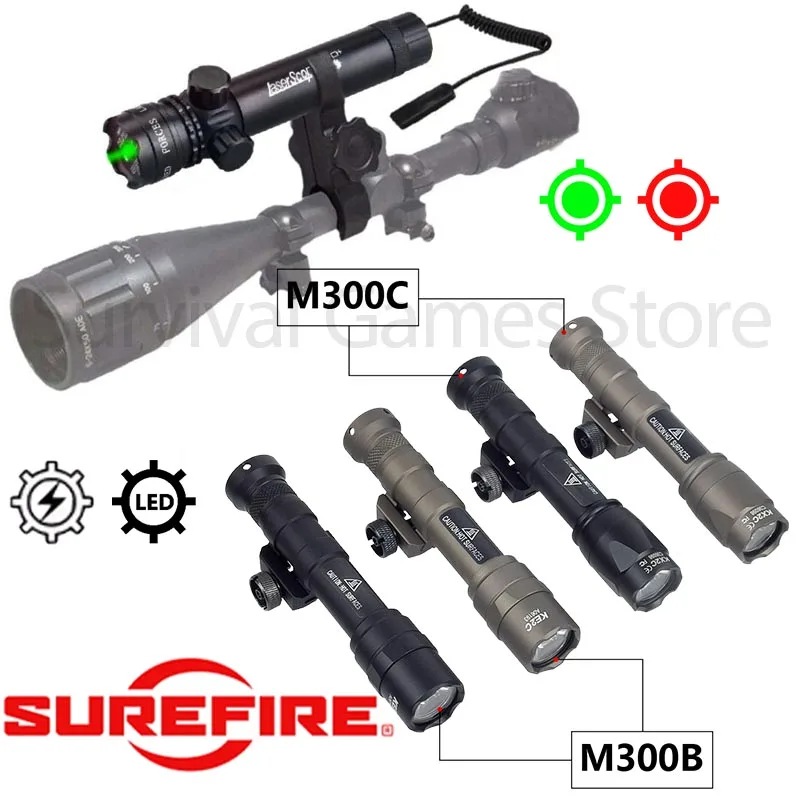 Airsoft Weapons Flashlight SureFire M300 M300B M300C M600B Hunting Scout Torch Rifle AR15 Tactical Light Button Pressure Switch