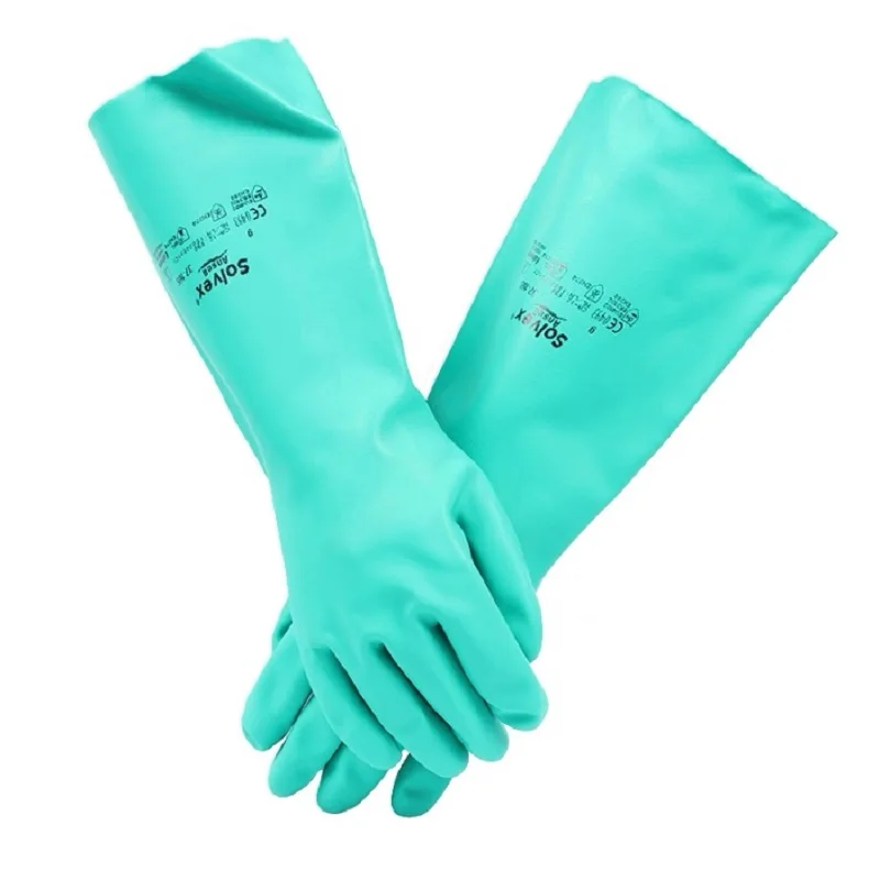 

Ansell AlphaTec ® Сопуклый ® 37-175 Прочные, химические перчатки, хлопок, нитрил, химическая защита класса А, 13 дюймов, зеленый