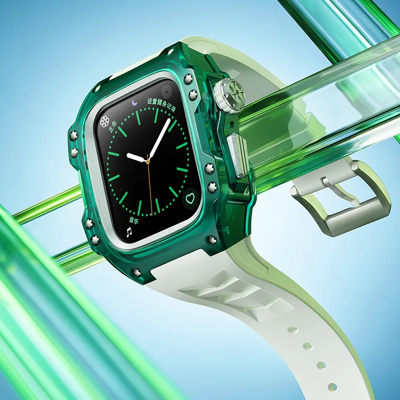 

Applicable to AppleWatch watch transparent case cover integrated, strap modified protective case cover