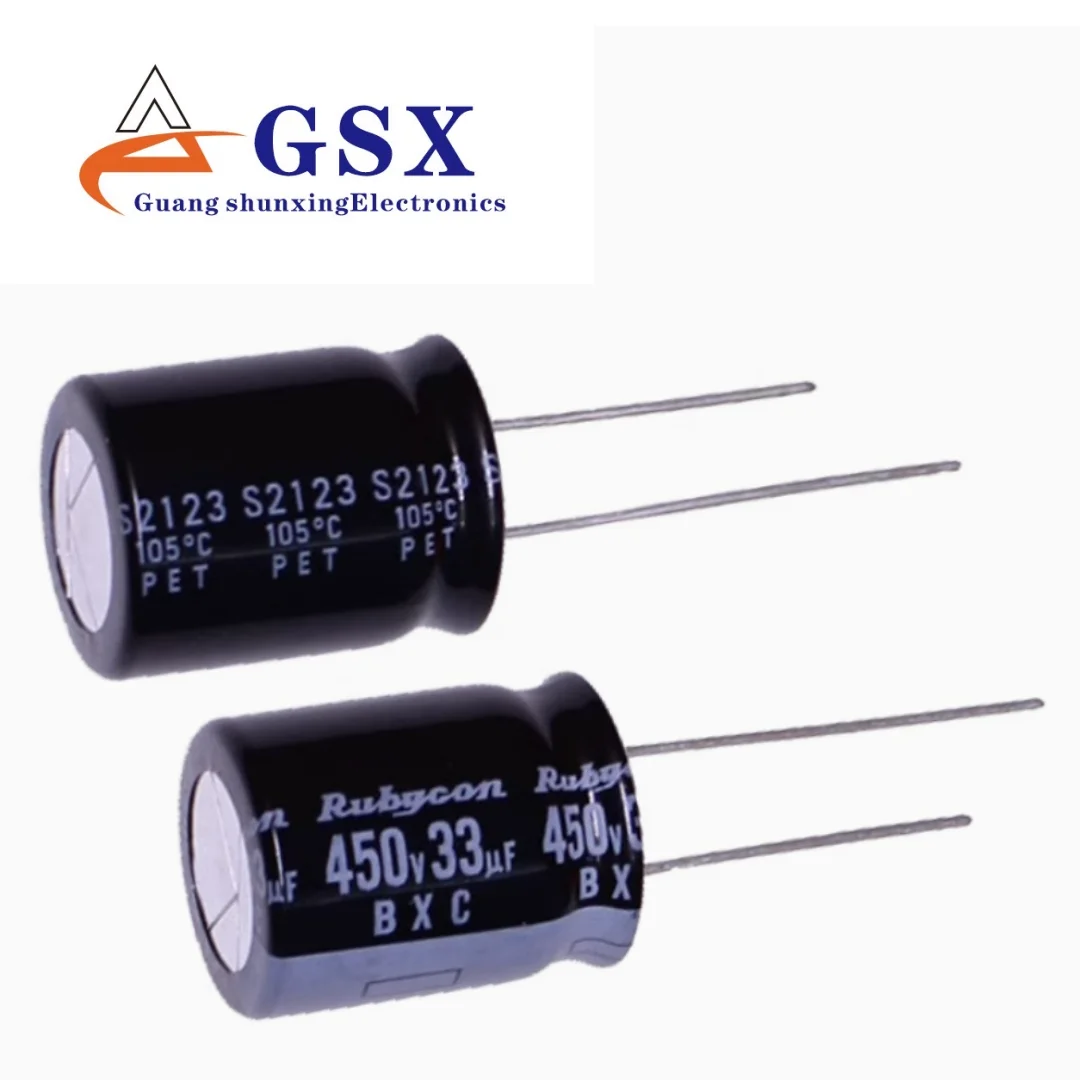

33UF 450V imported aluminum electrolytic capacitor 450v33uf 16 * 20 ruby BXC high-frequency long-life