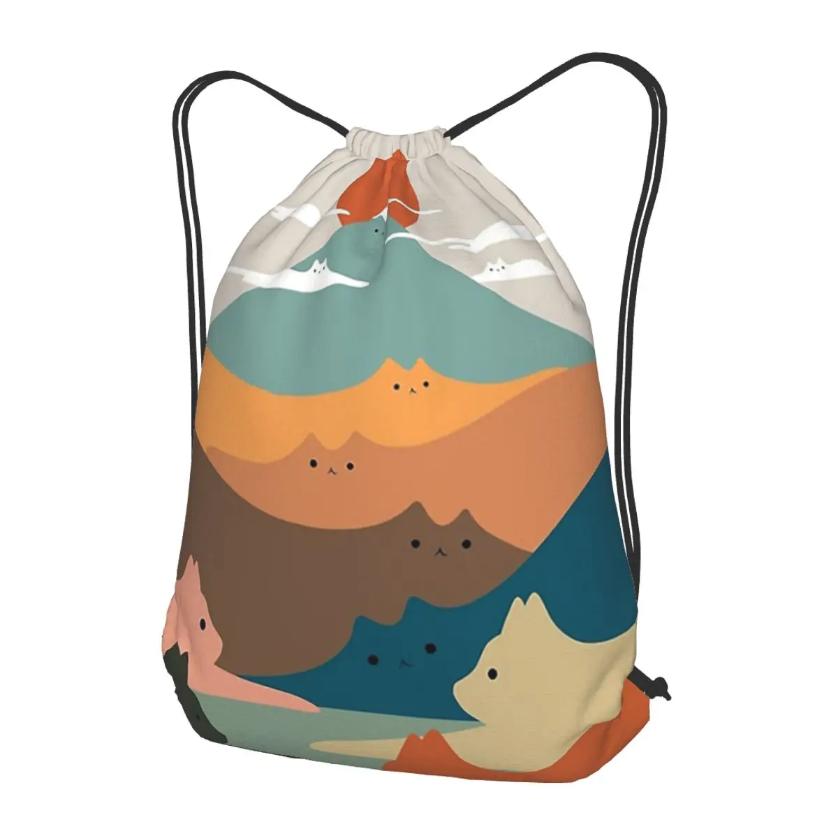 Cat Landscape 132 Backpacks Portable Drawstring Bags Shoes Bag Book Bags for Travel School
