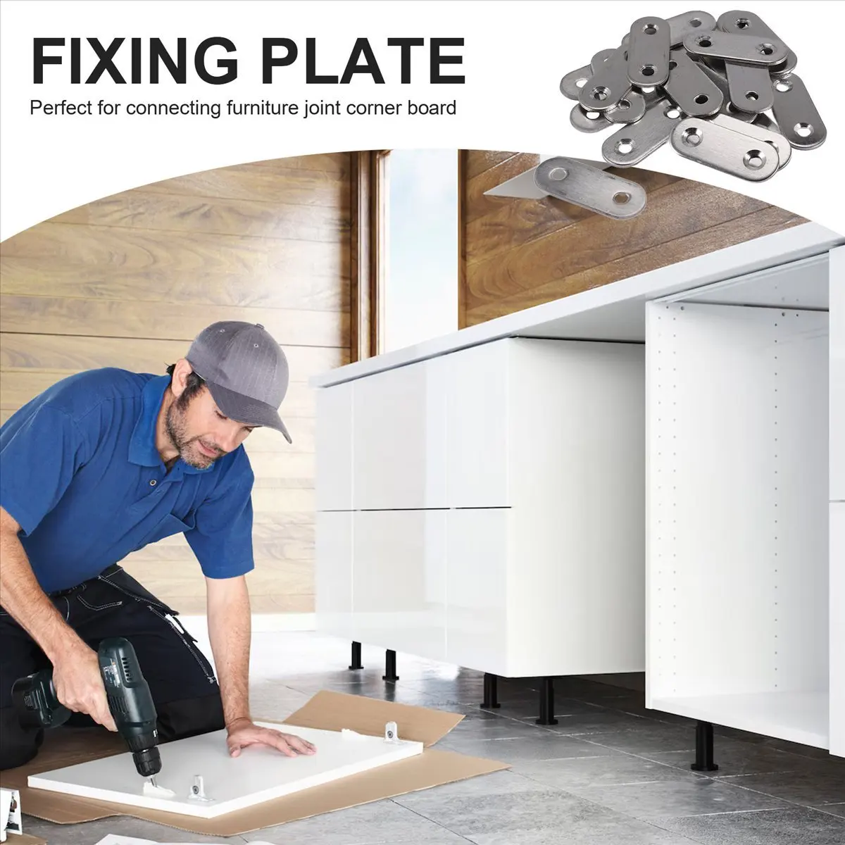A56K Stainless Steel Flat Bracket Straight Mending Fixing Plates 40mm 20pcs
