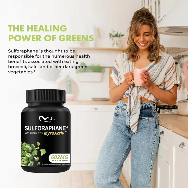 Sulforaphane+602mg - Contains broccoli seed extract and Moringa - Supports cell health -60 capsules