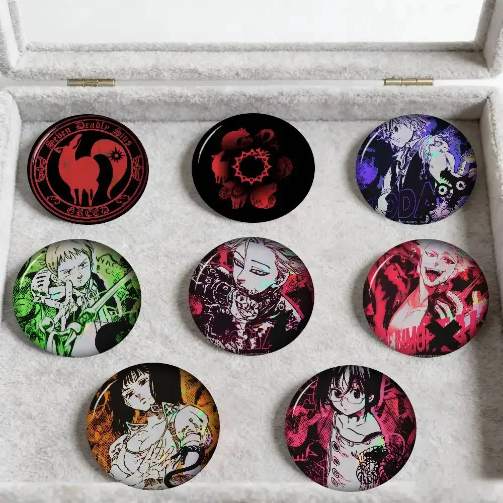 Niedliche S-Seven D-Deadly Sins Cartoon-Broschen Anime-Abzeichen Runde handgemachte Brosche Anstecknadeln Schmuck für Rucksack Kleidung Geschenke