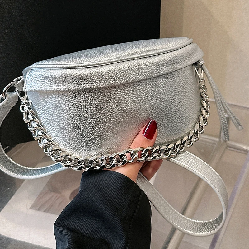 Fashion Brand Ladies Chain Belt Bag Shoulder Crossbody Chest Bag High Quality Leather Fanny Pack Coin Purse Waist Bag Women